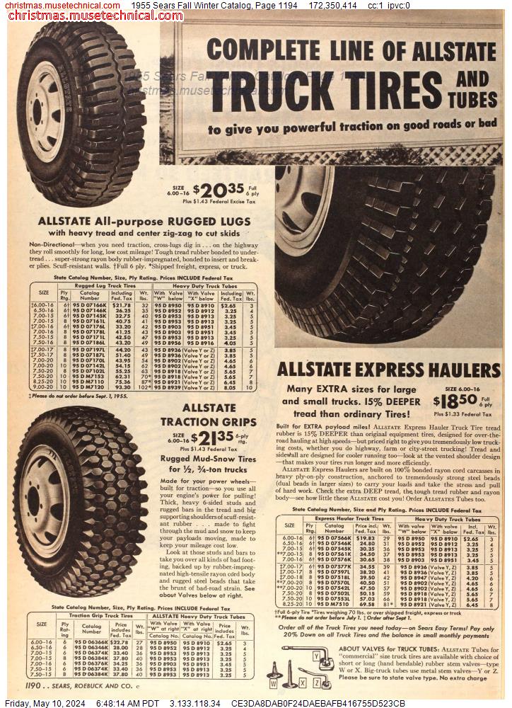 1955 Sears Fall Winter Catalog, Page 1194