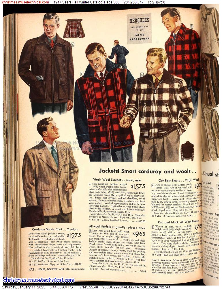 1947 Sears Fall Winter Catalog, Page 500