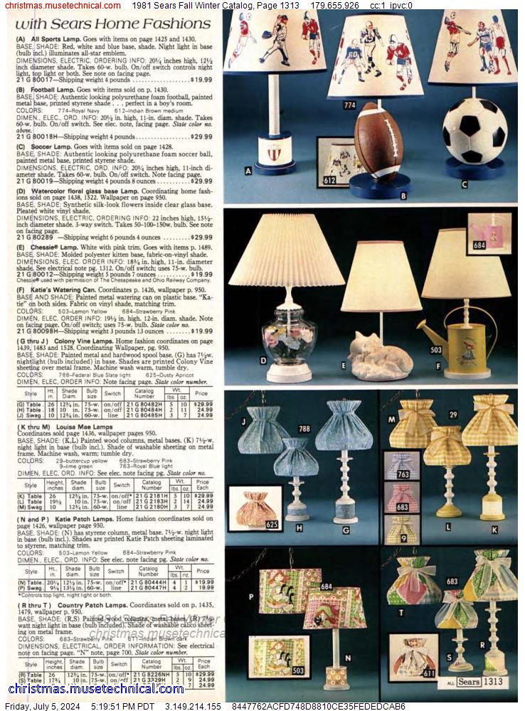 1981 Sears Fall Winter Catalog, Page 1313