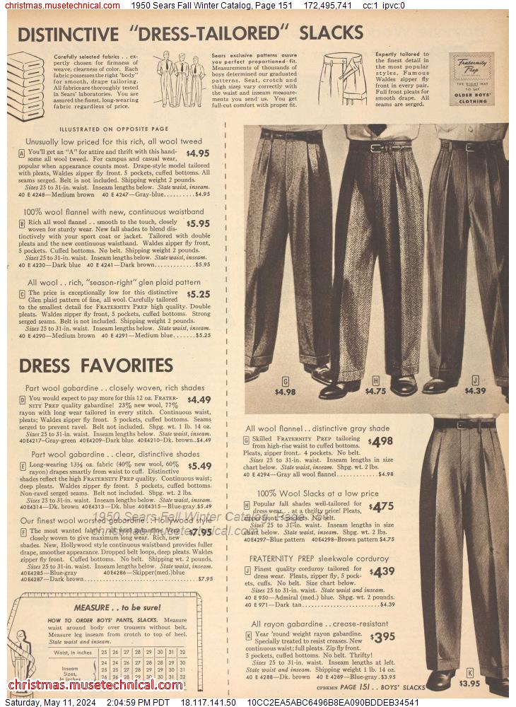 1950 Sears Fall Winter Catalog, Page 151