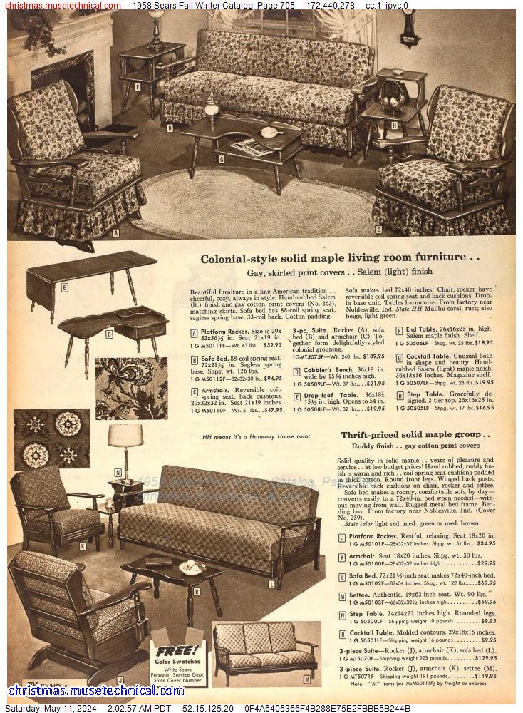 1958 Sears Fall Winter Catalog, Page 705