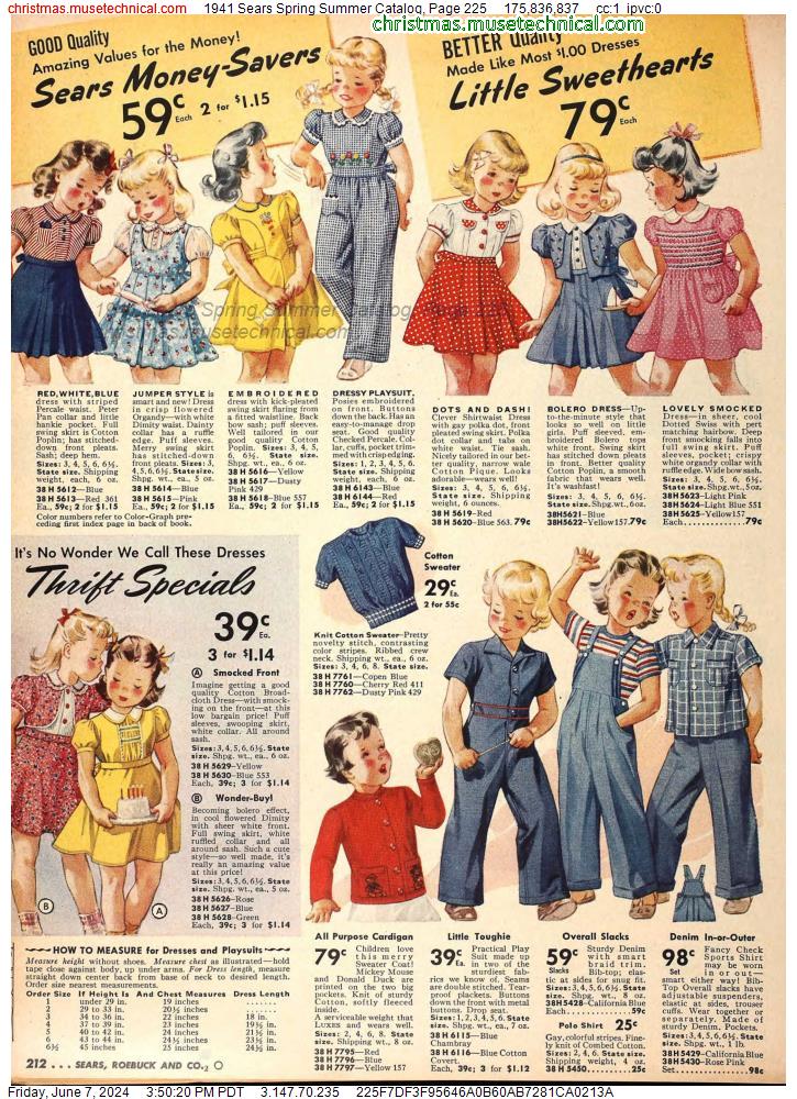 1941 Sears Spring Summer Catalog, Page 225