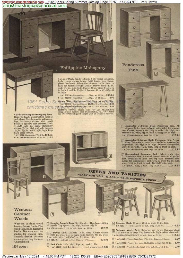 1961 Sears Spring Summer Catalog, Page 1276