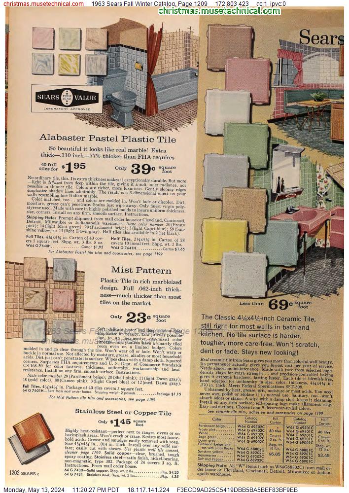 1963 Sears Fall Winter Catalog, Page 1209