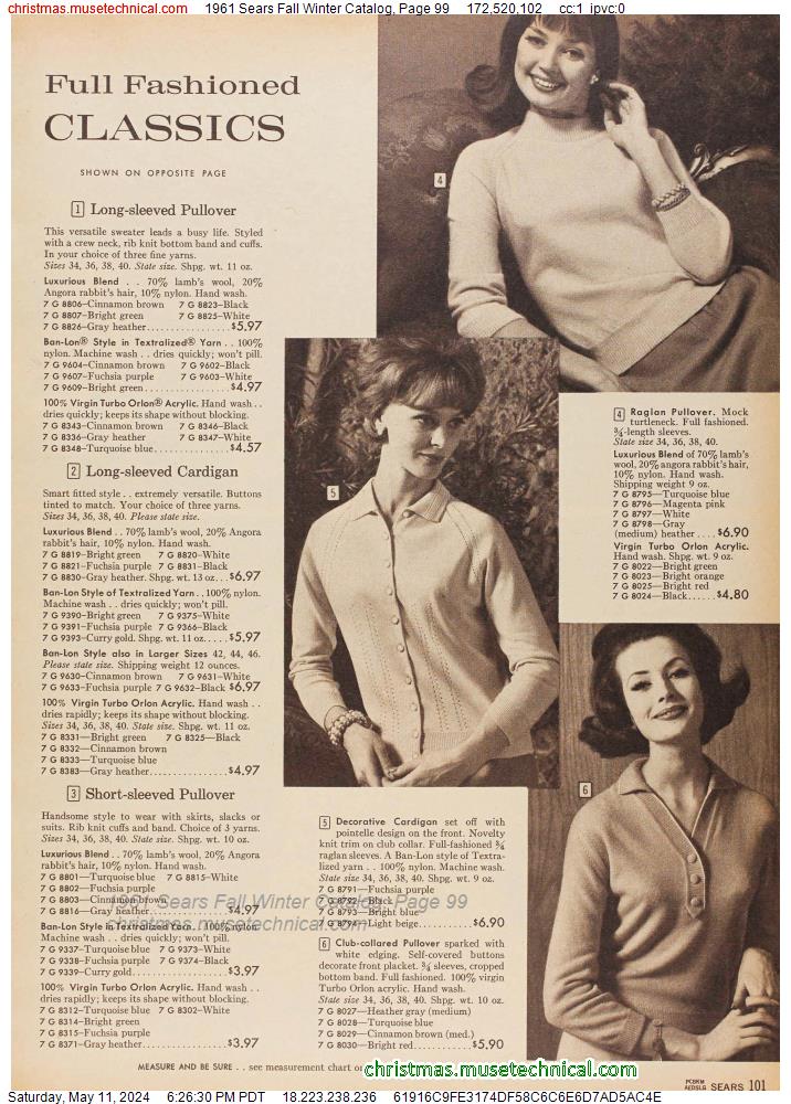 1961 Sears Fall Winter Catalog, Page 99