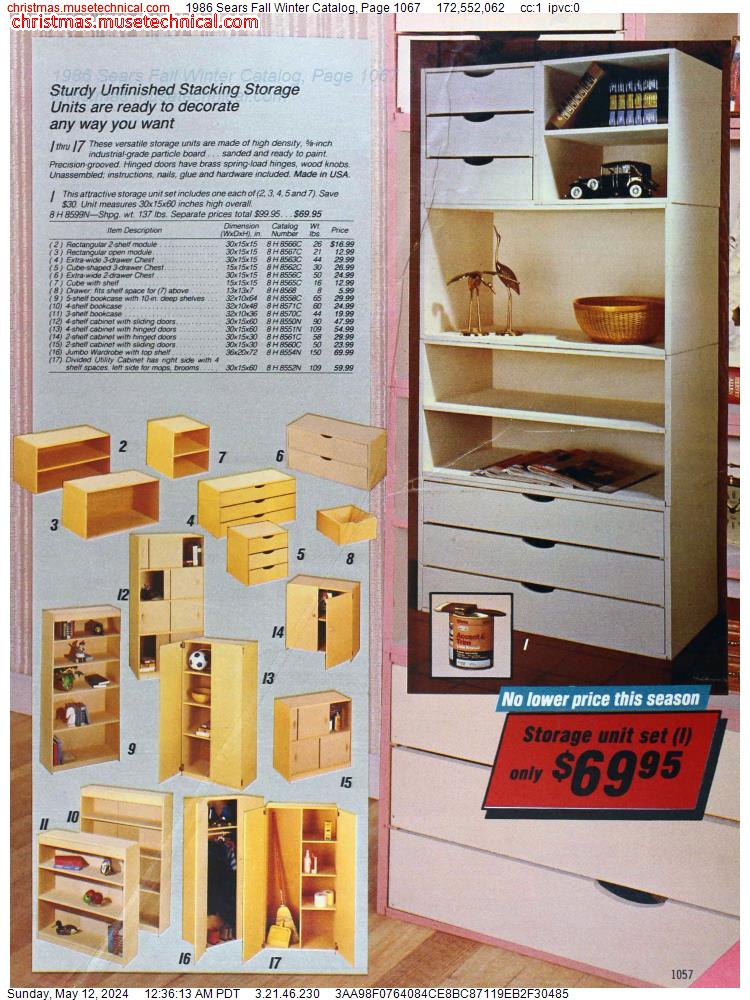 1986 Sears Fall Winter Catalog, Page 1067