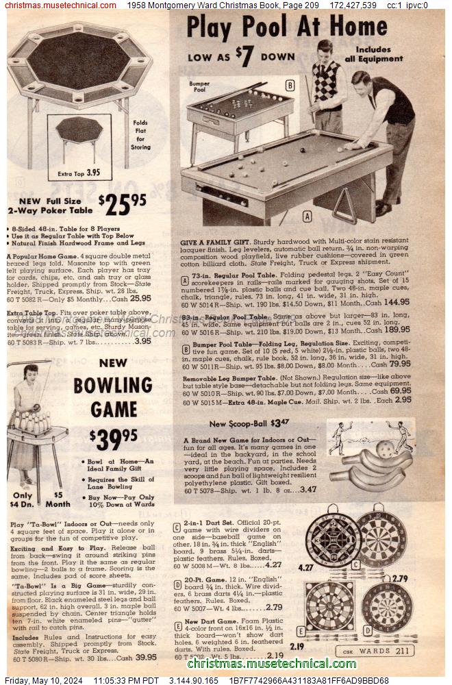 1958 Montgomery Ward Christmas Book, Page 209