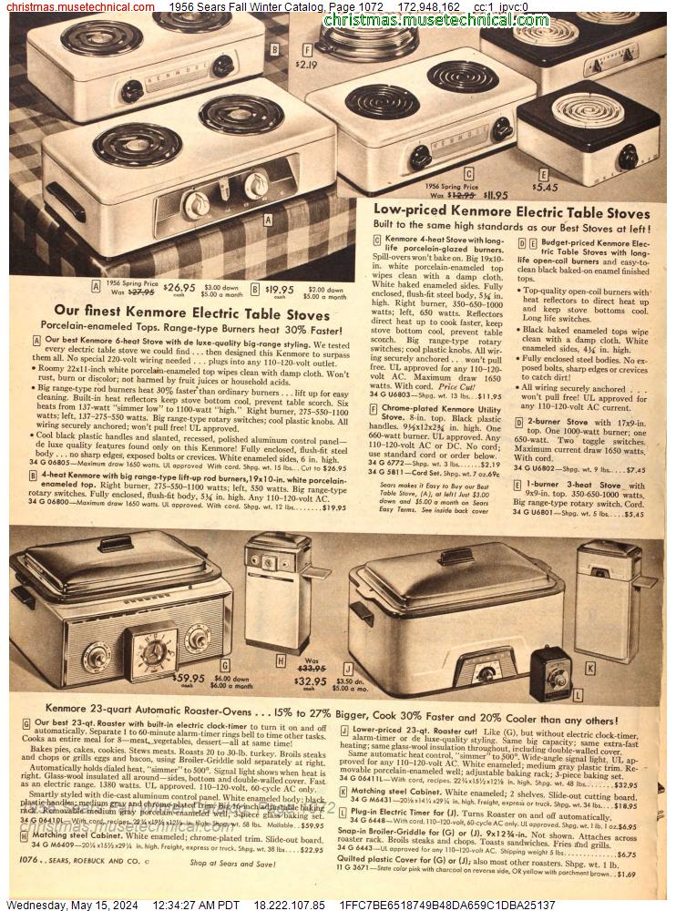 1956 Sears Fall Winter Catalog, Page 1072