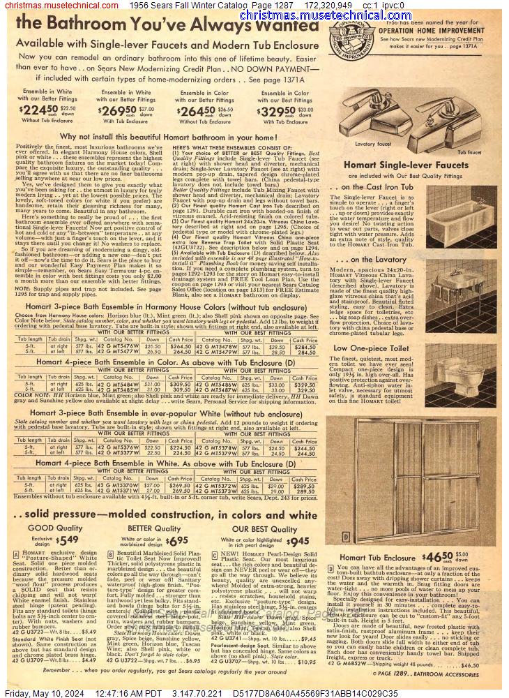 1956 Sears Fall Winter Catalog, Page 1287