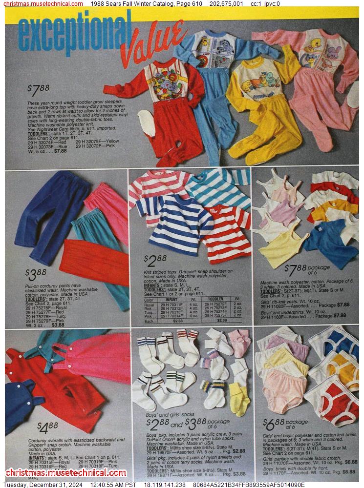 1988 Sears Fall Winter Catalog, Page 610