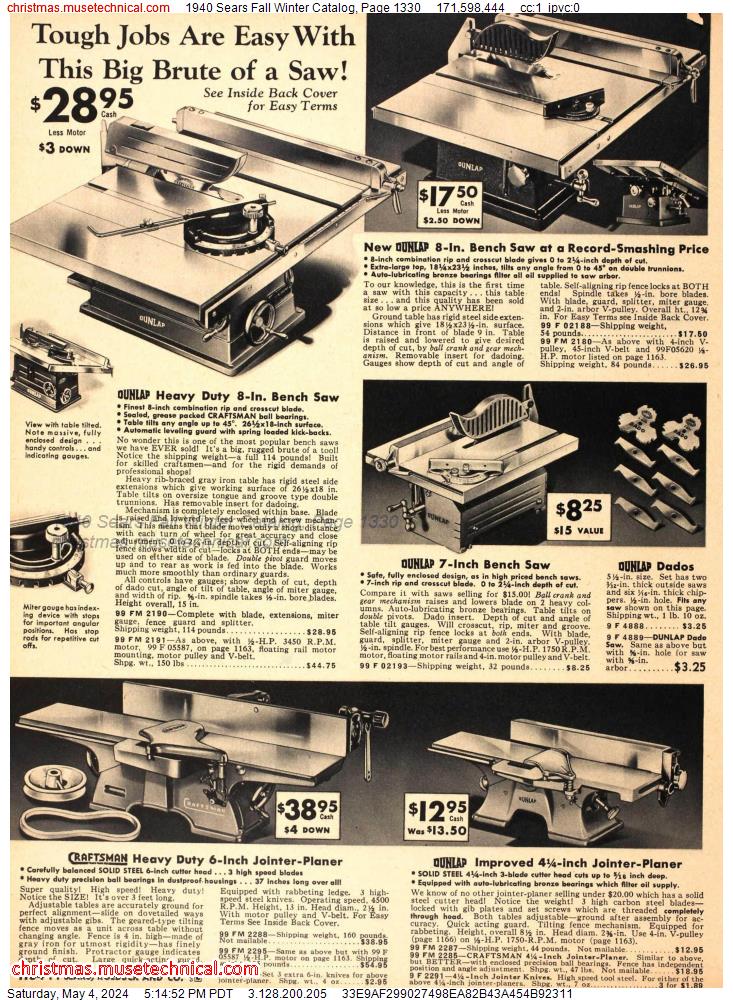 1940 Sears Fall Winter Catalog, Page 1330