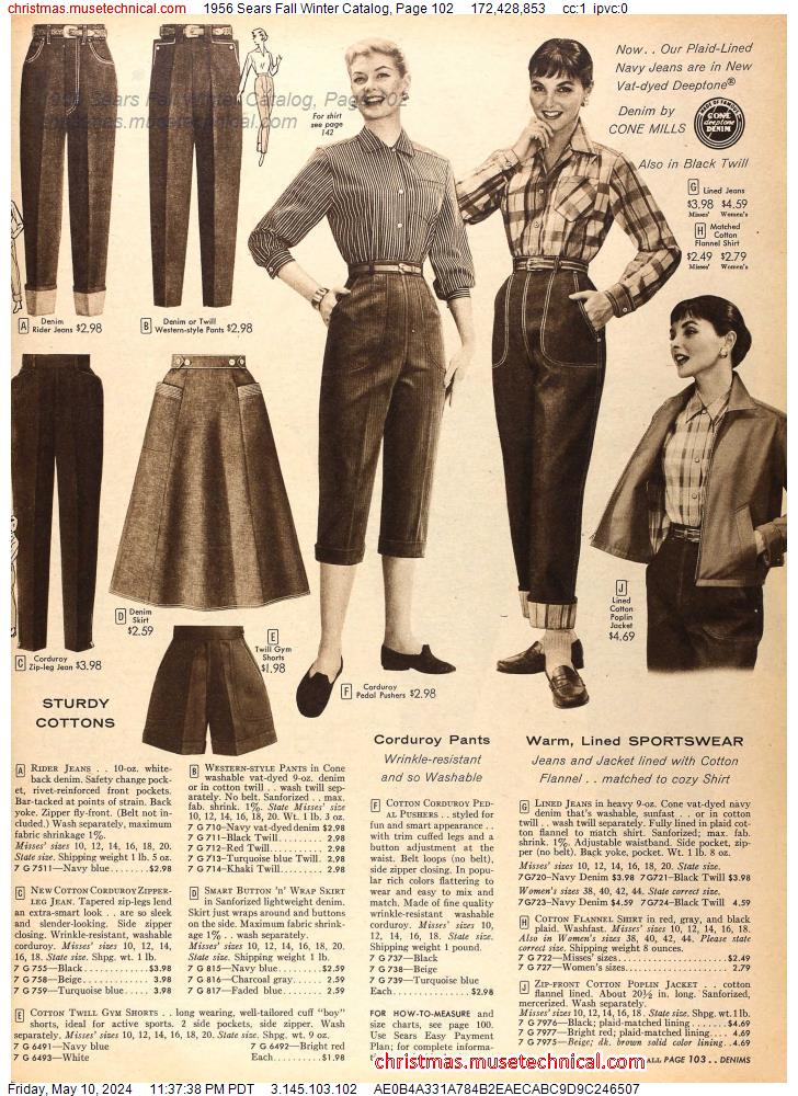 1956 Sears Fall Winter Catalog, Page 102