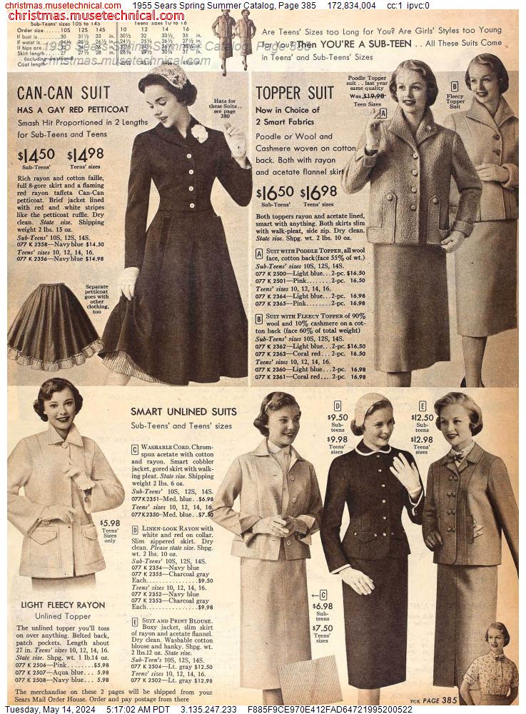1955 Sears Spring Summer Catalog, Page 385