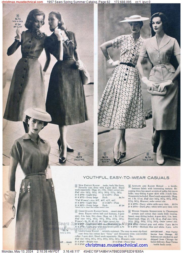 1957 Sears Spring Summer Catalog, Page 62