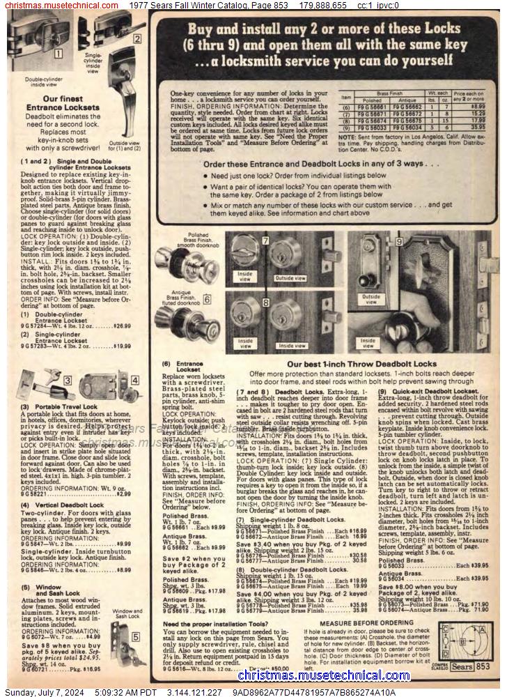1977 Sears Fall Winter Catalog, Page 853