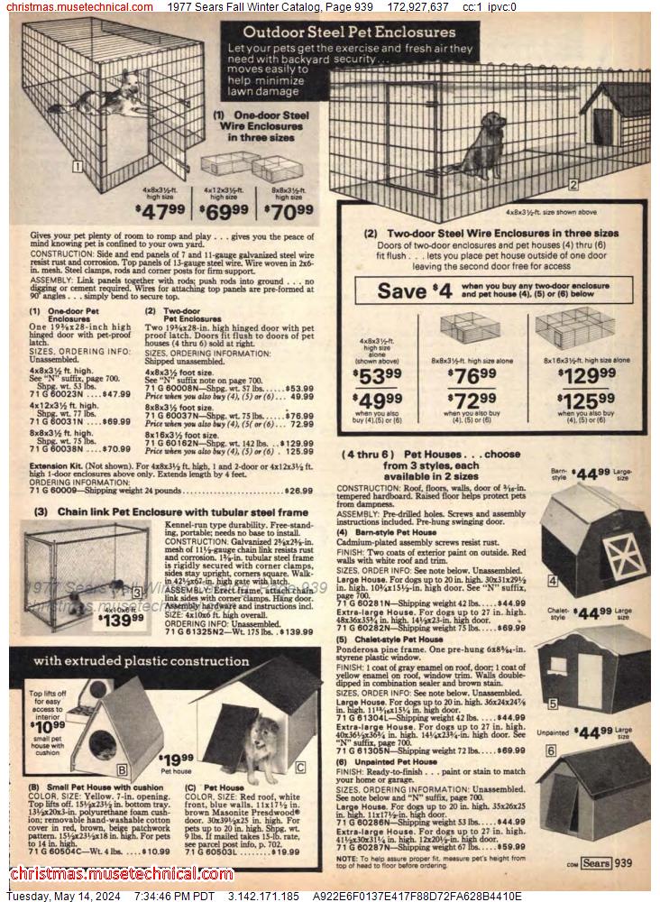 1977 Sears Fall Winter Catalog, Page 939