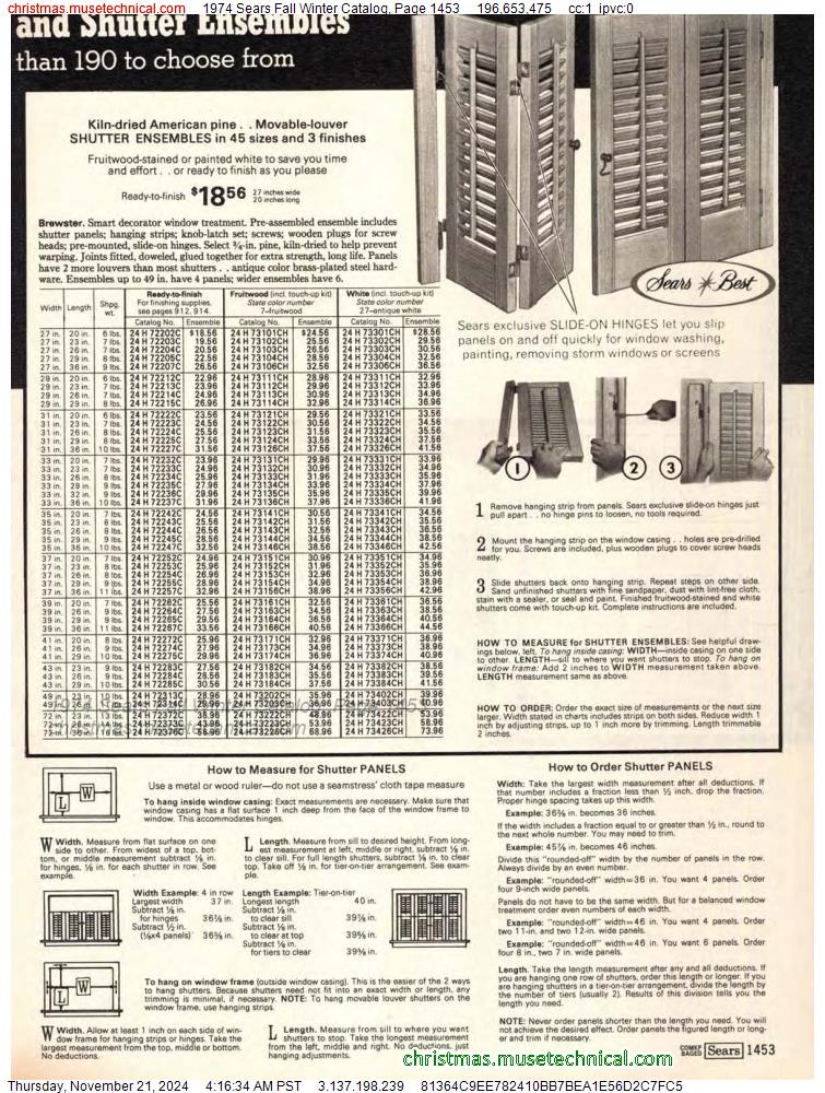 1974 Sears Fall Winter Catalog, Page 1453