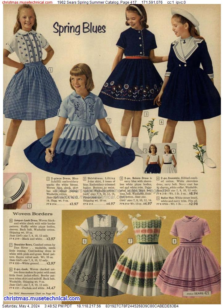1962 Sears Spring Summer Catalog, Page 417