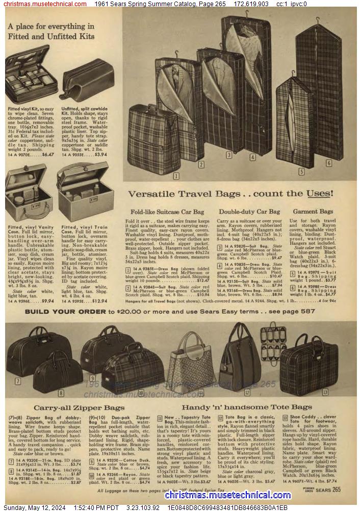 1961 Sears Spring Summer Catalog, Page 265