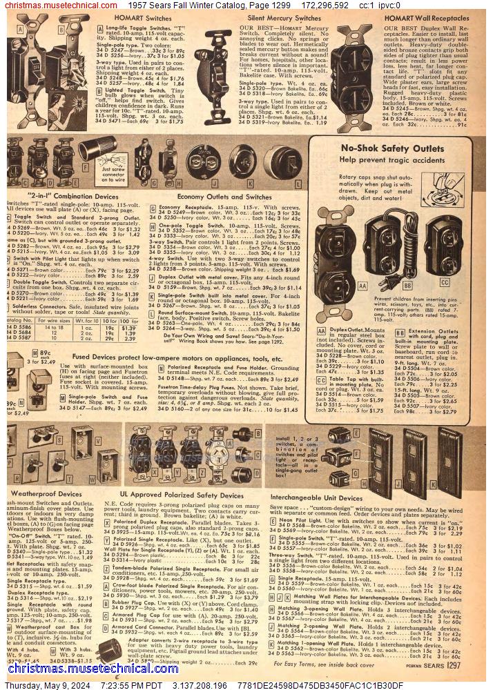 1957 Sears Fall Winter Catalog, Page 1299
