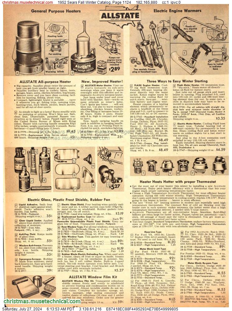 1952 Sears Fall Winter Catalog, Page 1124