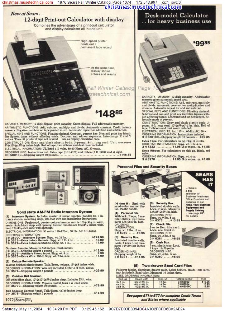 1976 Sears Fall Winter Catalog, Page 1074