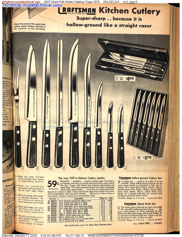 1947 Sears Fall Winter Catalog, Page 1075