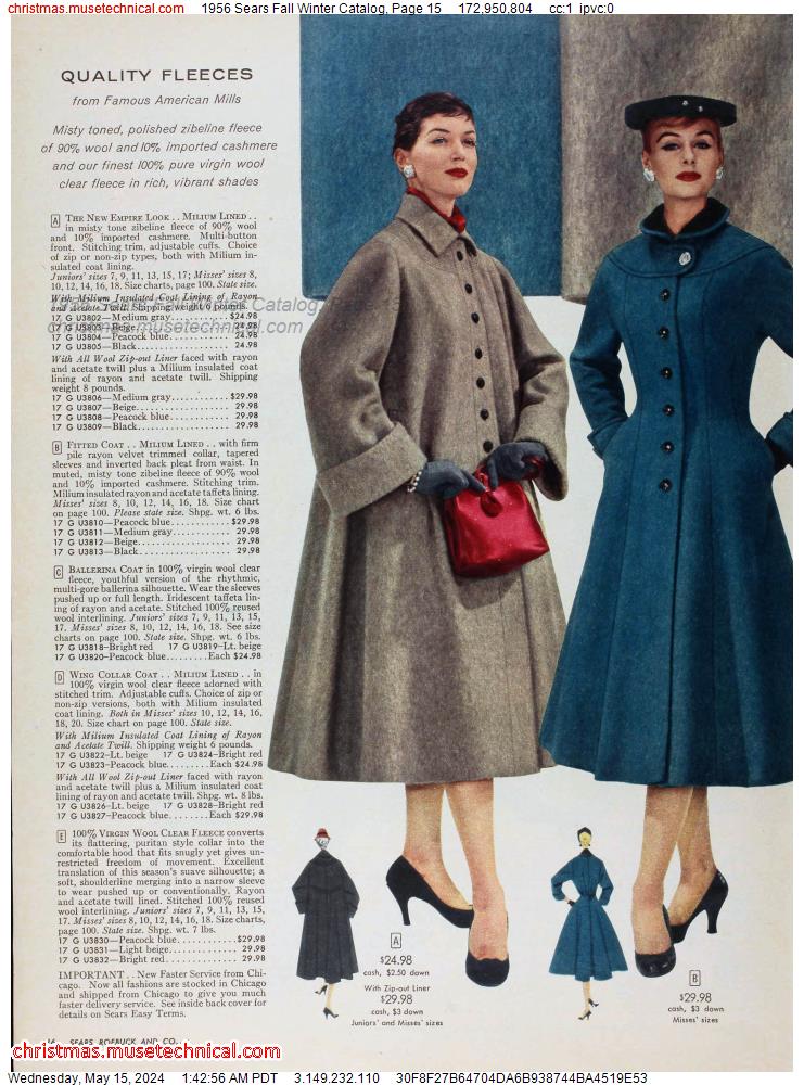 1956 Sears Fall Winter Catalog, Page 15