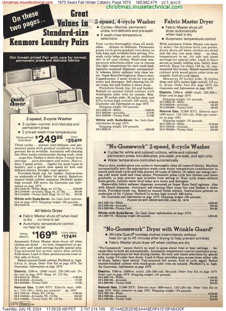 1975 Sears Fall Winter Catalog, Page 1070