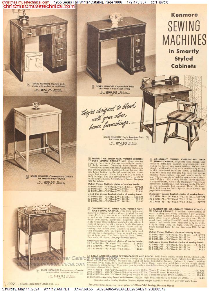 1955 Sears Fall Winter Catalog, Page 1006