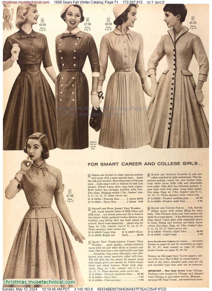 1956 Sears Fall Winter Catalog, Page 71