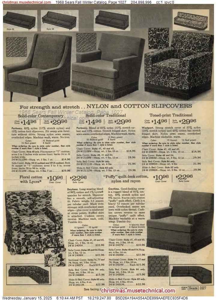 1968 Sears Fall Winter Catalog, Page 1027