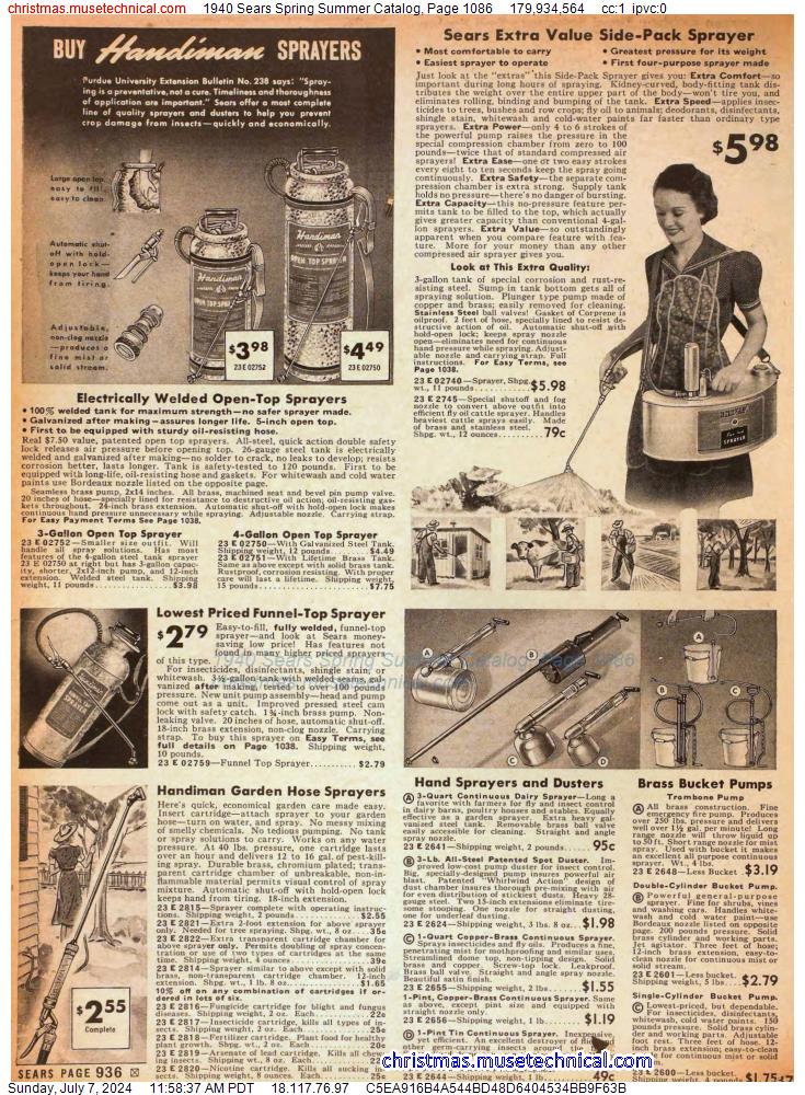 1940 Sears Spring Summer Catalog, Page 1086