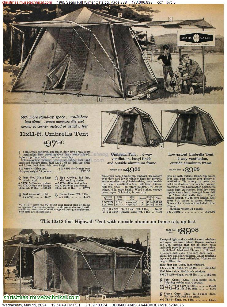1965 Sears Fall Winter Catalog, Page 838