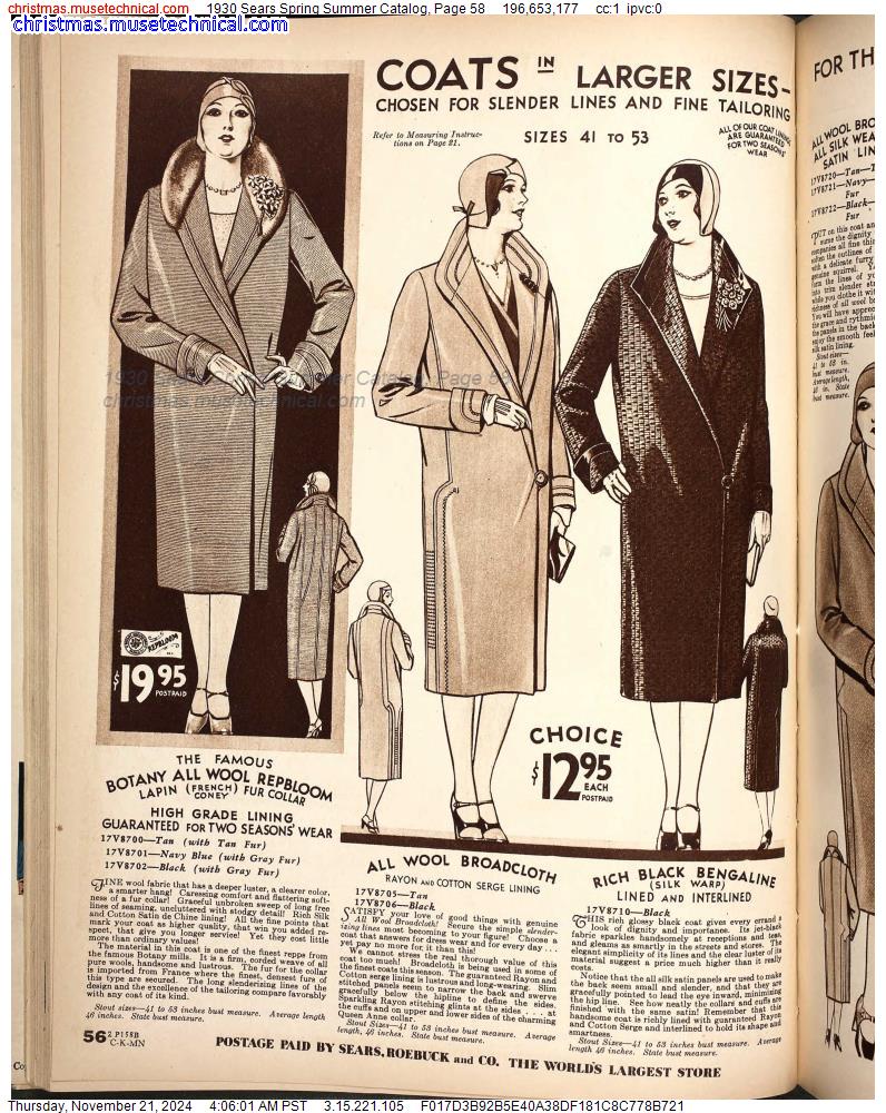 1930 Sears Spring Summer Catalog, Page 58