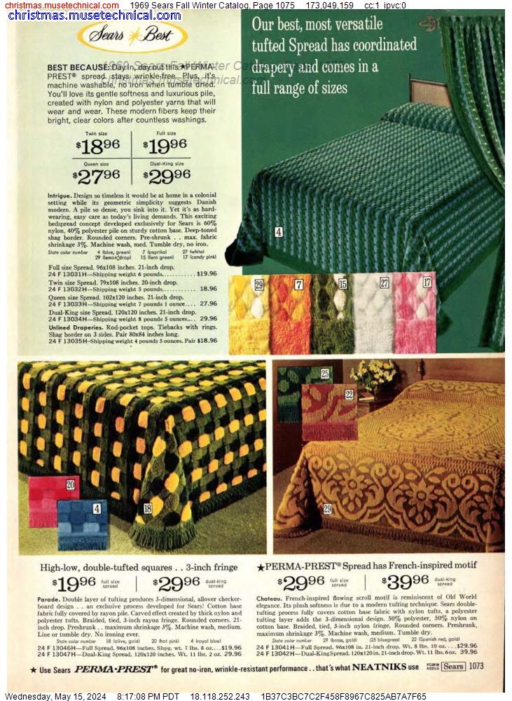 1969 Sears Fall Winter Catalog, Page 1075
