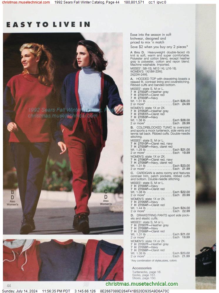 1992 Sears Fall Winter Catalog, Page 44