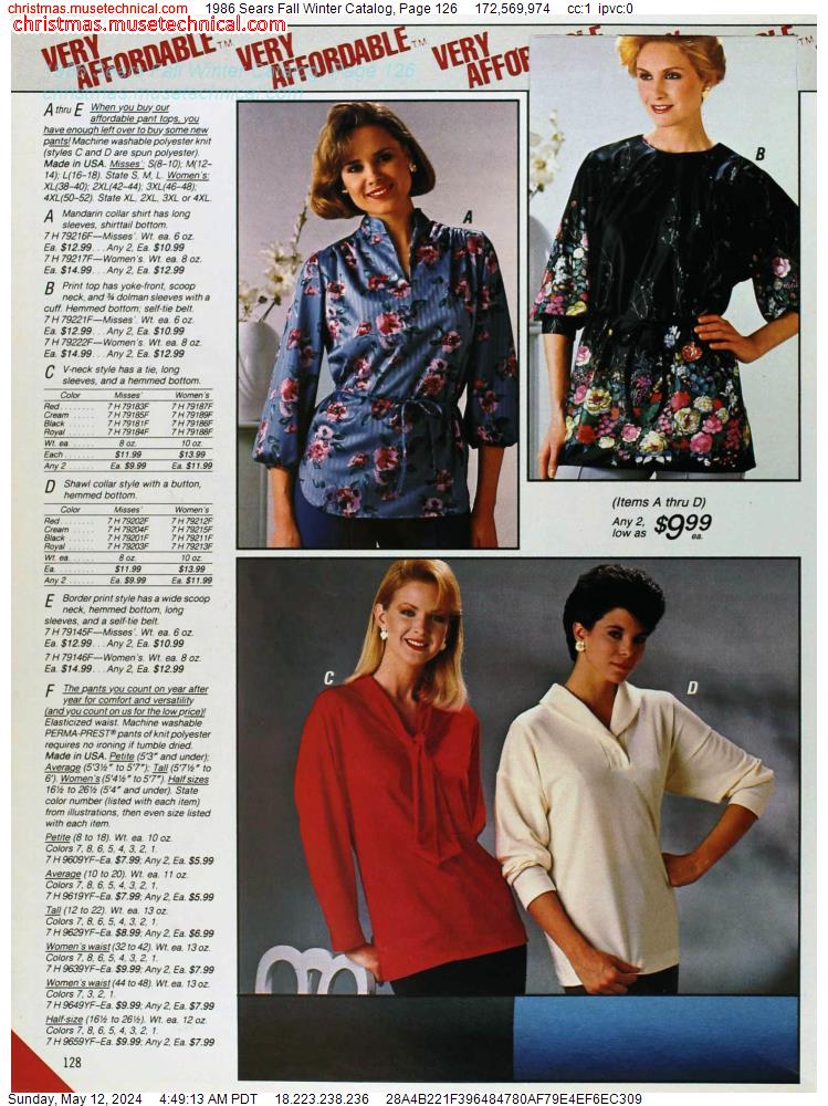 1986 Sears Fall Winter Catalog, Page 126