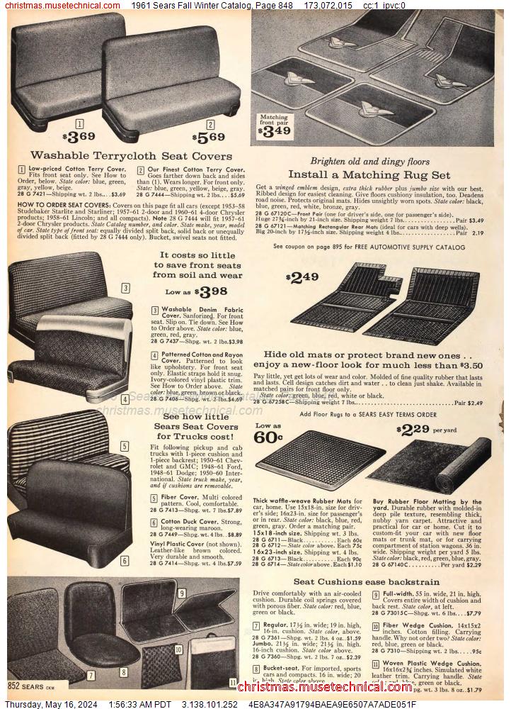 1961 Sears Fall Winter Catalog, Page 848