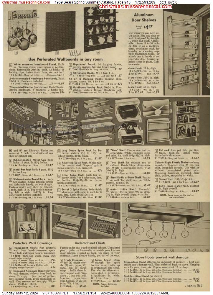 1959 Sears Spring Summer Catalog, Page 945