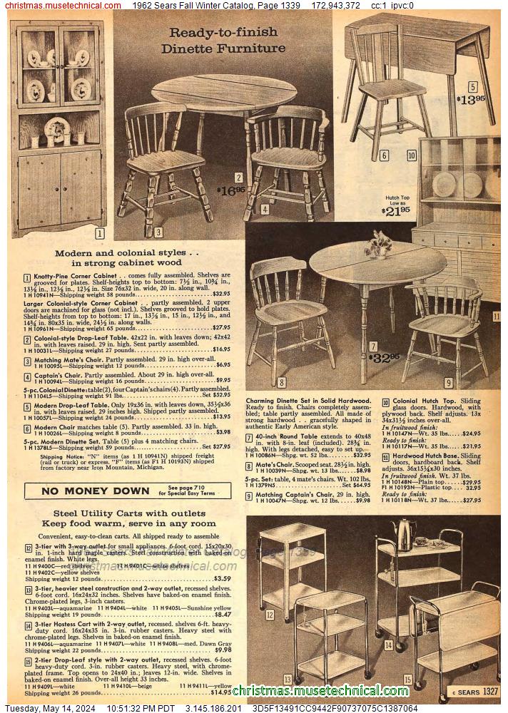 1962 Sears Fall Winter Catalog, Page 1339