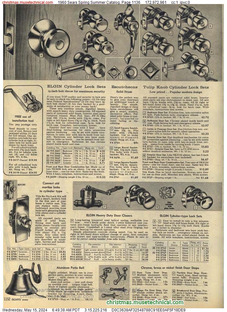 1960 Sears Spring Summer Catalog, Page 1136