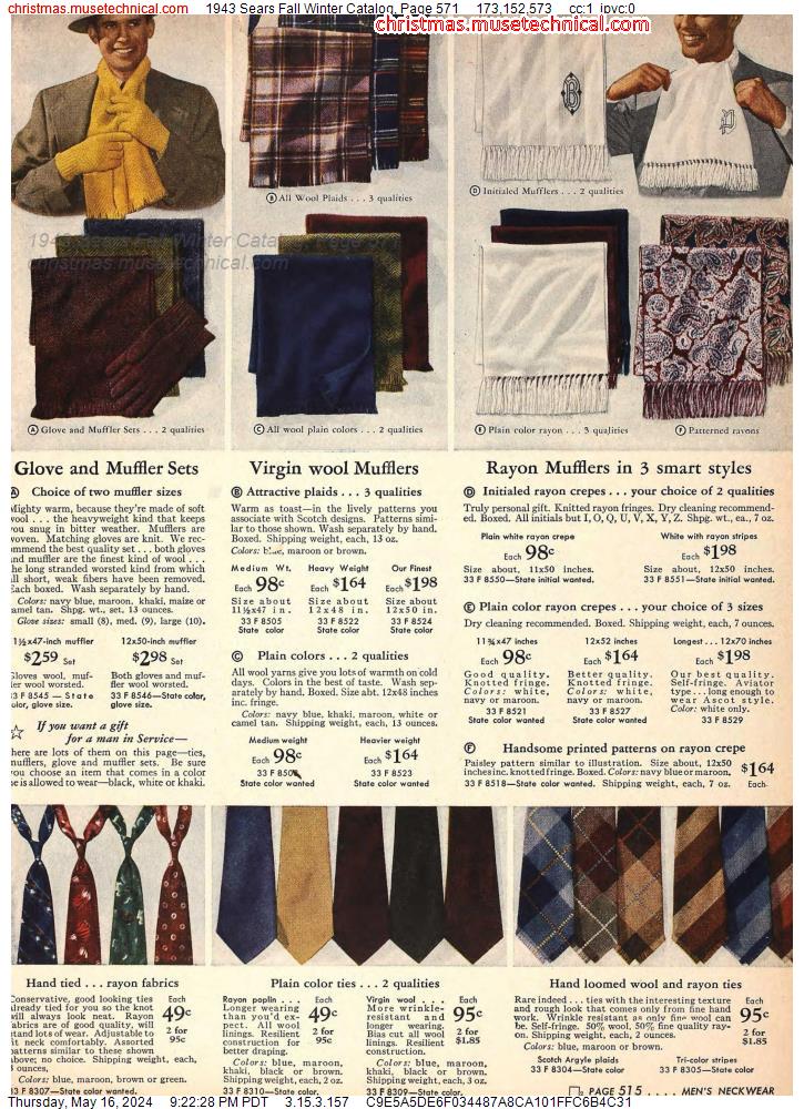 1943 Sears Fall Winter Catalog, Page 571