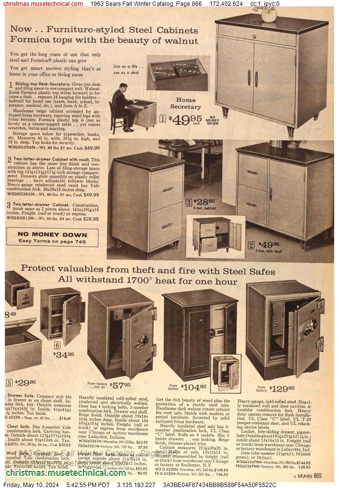 1963 Sears Fall Winter Catalog, Page 866