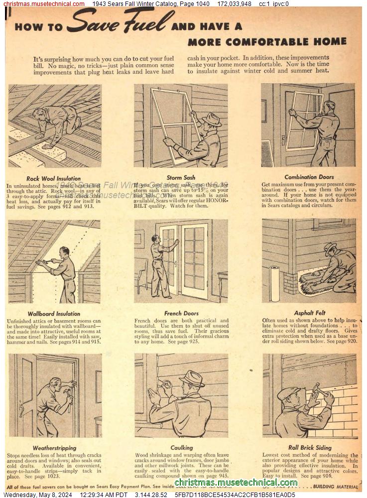 1943 Sears Fall Winter Catalog, Page 1040