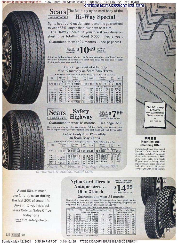 1967 Sears Fall Winter Catalog, Page 922