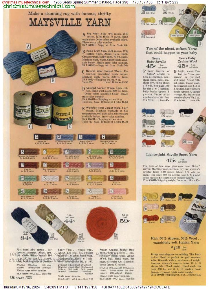 1965 Sears Spring Summer Catalog, Page 390