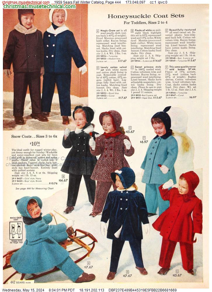 1959 Sears Fall Winter Catalog, Page 444
