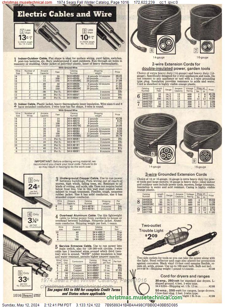 1974 Sears Fall Winter Catalog, Page 1016
