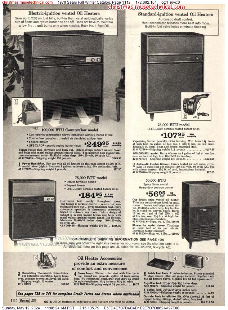 1970 Sears Fall Winter Catalog, Page 1112